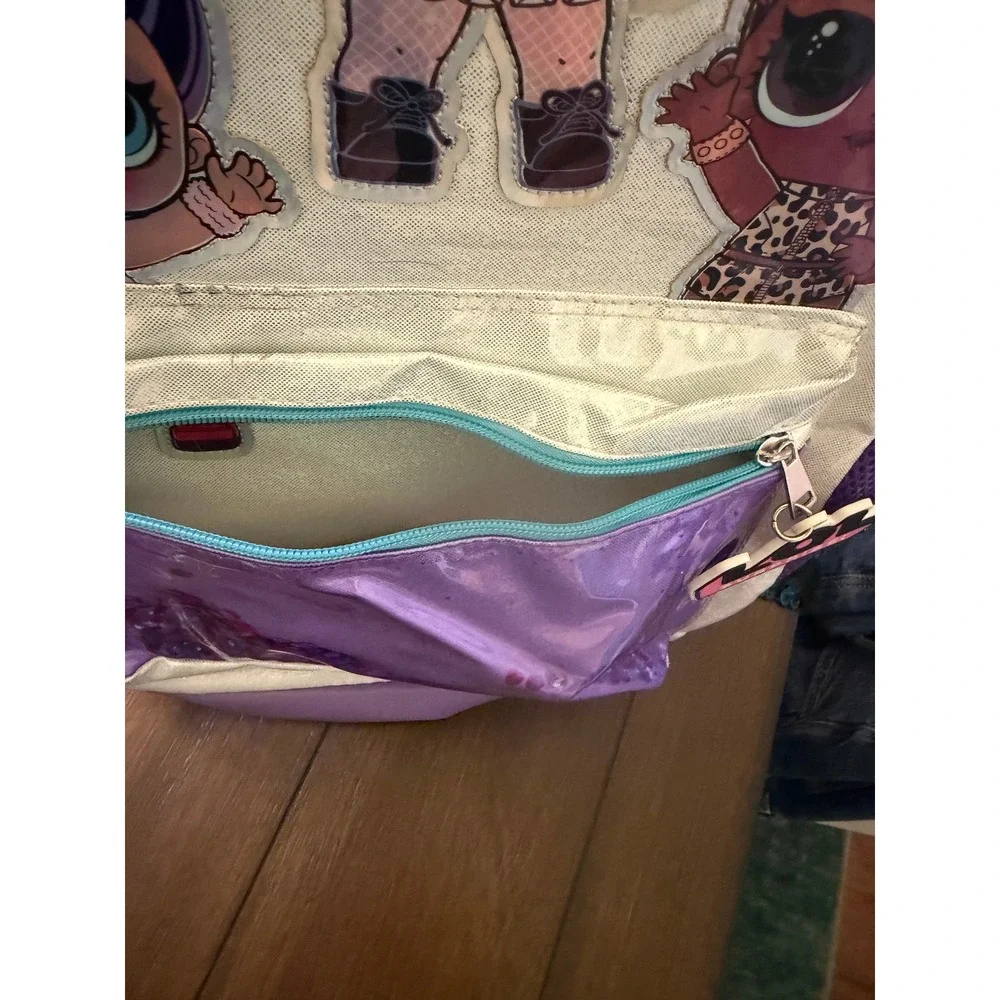 LOL Surprise Be Bold Backpack Holographic Silver Purple Sequin Girls School Bag
